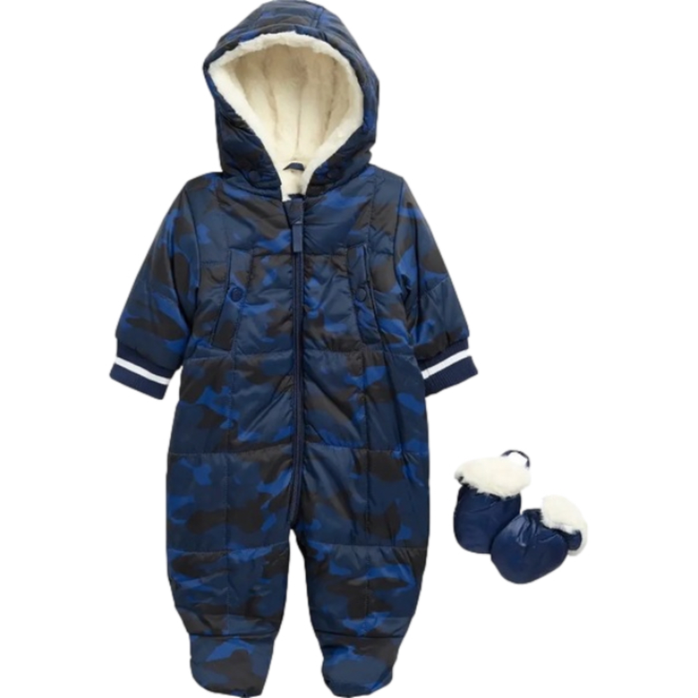 Urban Republic New Baby 3M Blue Diamond Quilted Faux Fur Lined Footed Snowsuit‎